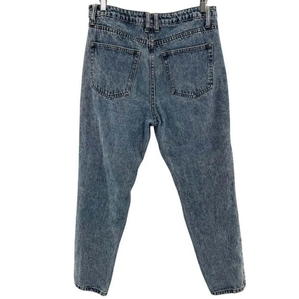 HH Jeans Los Angeles Vintage Style Retro Blue Acid Washed High-Rise Mom Jeans 5